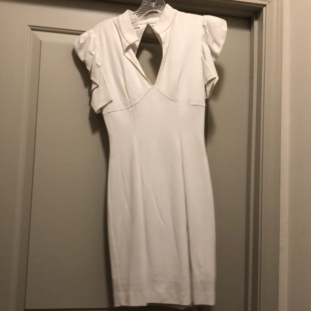 Bebe white puff sleeve dress